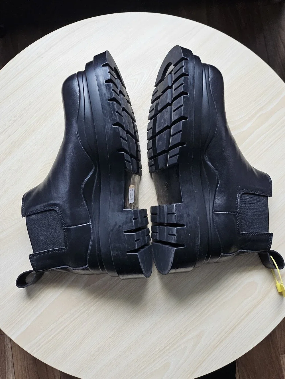 NB&BV Black Chunky Platform Chelsea Boots EU 45 US Men's 12 Pull On Lug Sole